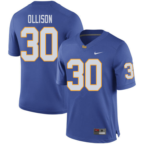 Men #30 Qadree Ollison Pittsburgh Panthers College Football Jerseys Sale-Royal